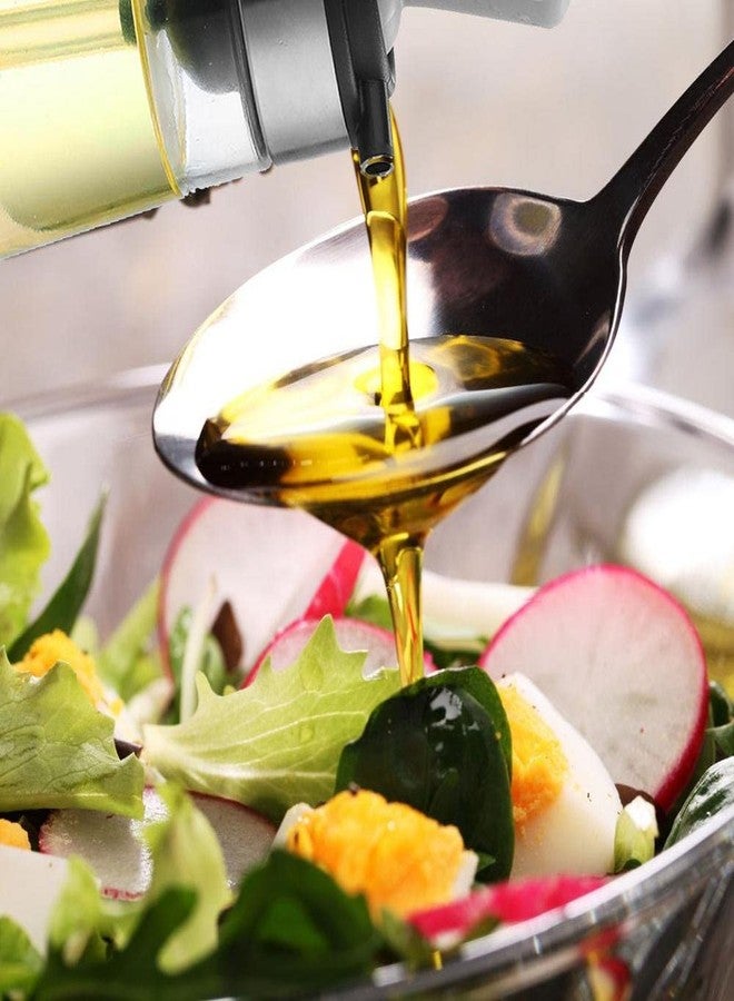 وي3 زجاجة زيت زيتون زجاجية للمطبخ من we3 مع فرشاة سيليكون، زجاجة جديدة 2 في 1 لتوزيع الزيت مع قطارة سيليكون، مناسبة للطبخ والقلي والشواء وخبز الفطائر في المقلاة الهوائية (رمادي) - Image 4